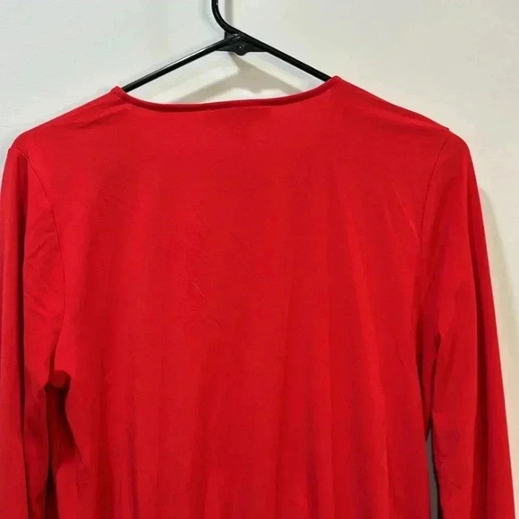 Michael Kors Gold Rhinestone V-Neck Long Sleeve Wrap Top - Size M - Picture 11 of 12